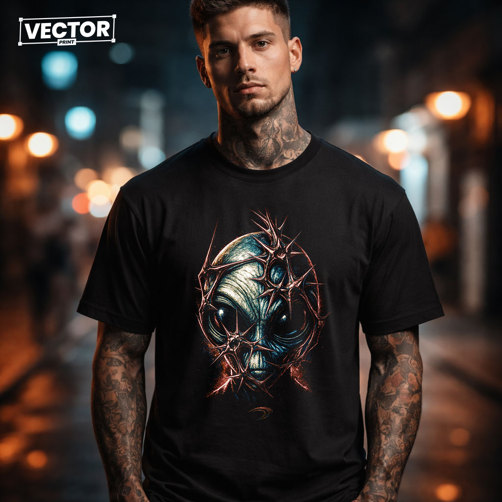 Чоловіча чорна футболка з принтом VECTOR_UNDERGROUND_0145
