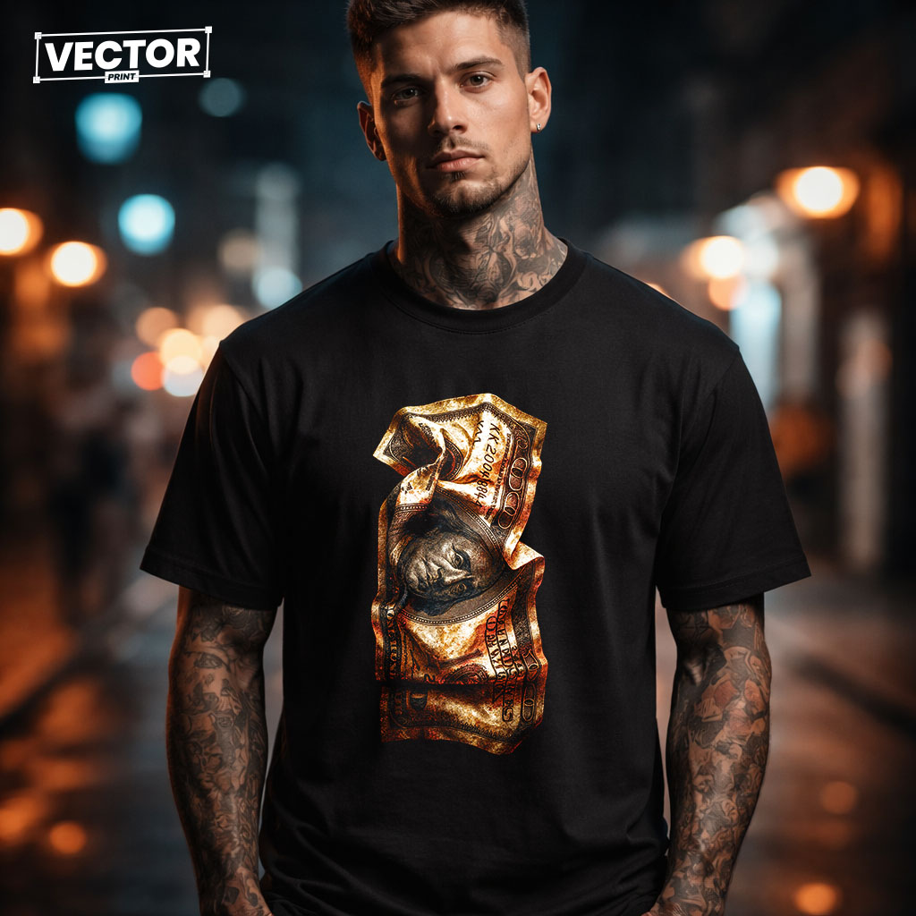 Чоловіча чорна футболка з принтом VECTOR_UNDERGROUND_0151