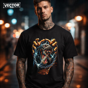 Чоловіча чорна футболка з принтом VECTOR_UNDERGROUND_0157