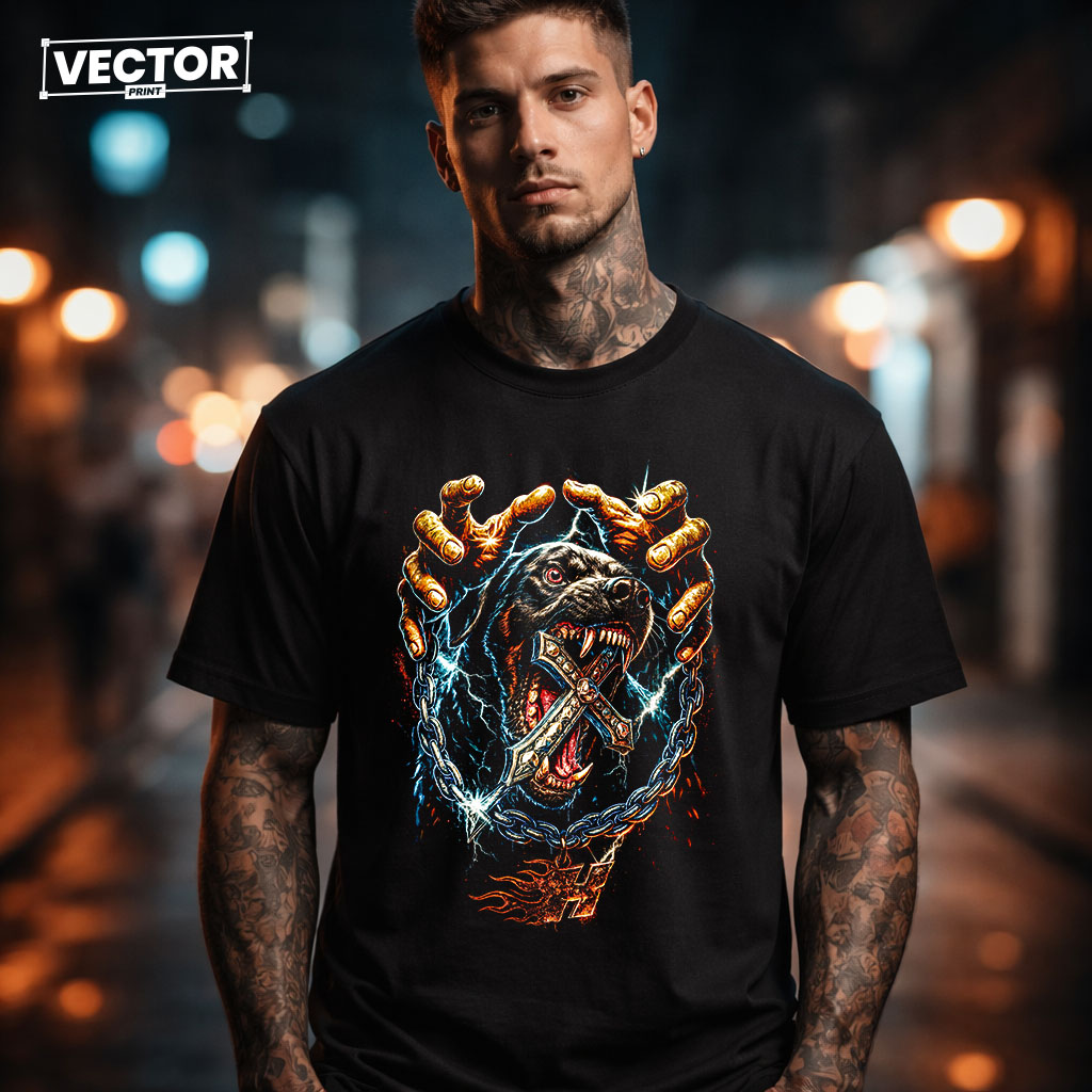 Чоловіча чорна футболка з принтом VECTOR_UNDERGROUND_0157