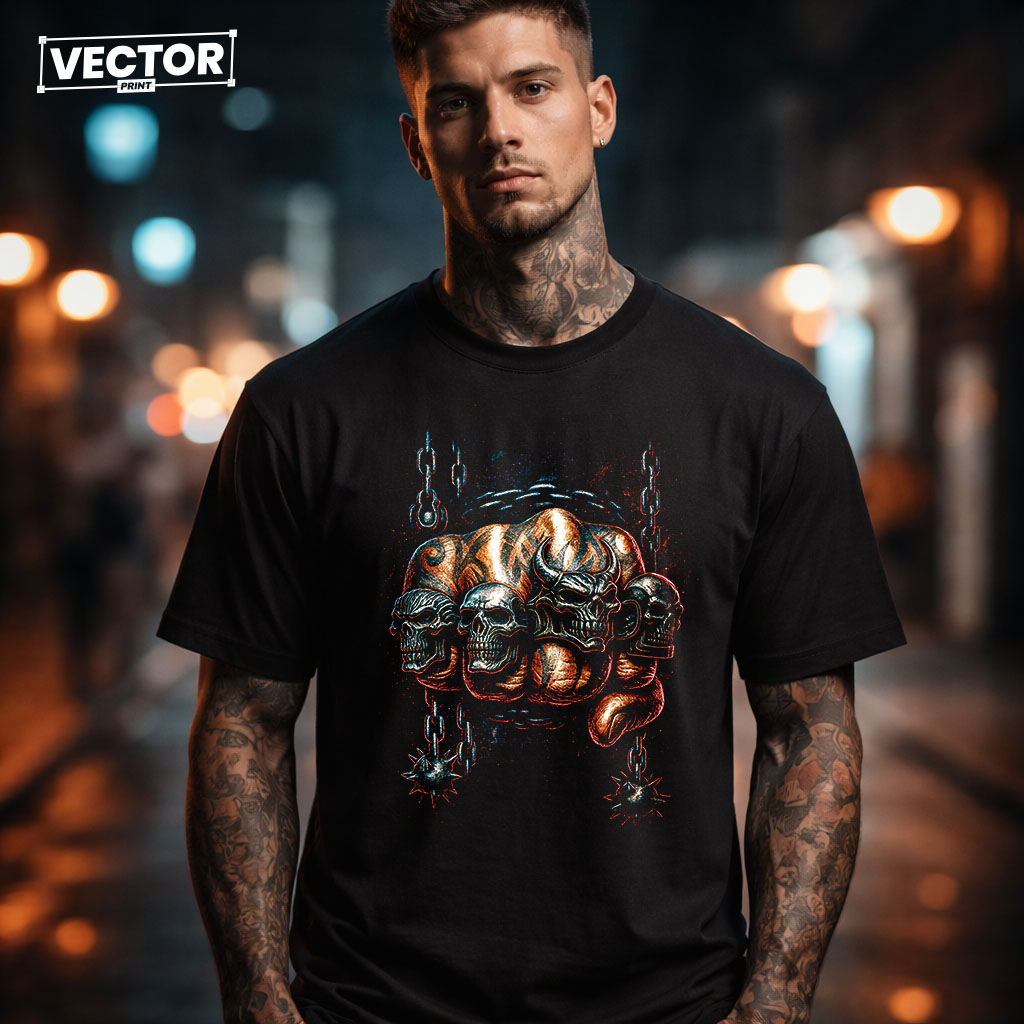 Чоловіча чорна футболка з принтом VECTOR_UNDERGROUND_0158