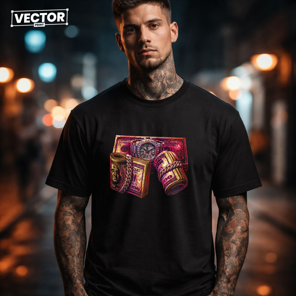 Чоловіча чорна футболка з принтом VECTOR_UNDERGROUND_0192