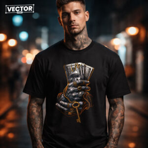 Чоловіча чорна футболка з принтом VECTOR_UNDERGROUND_0194