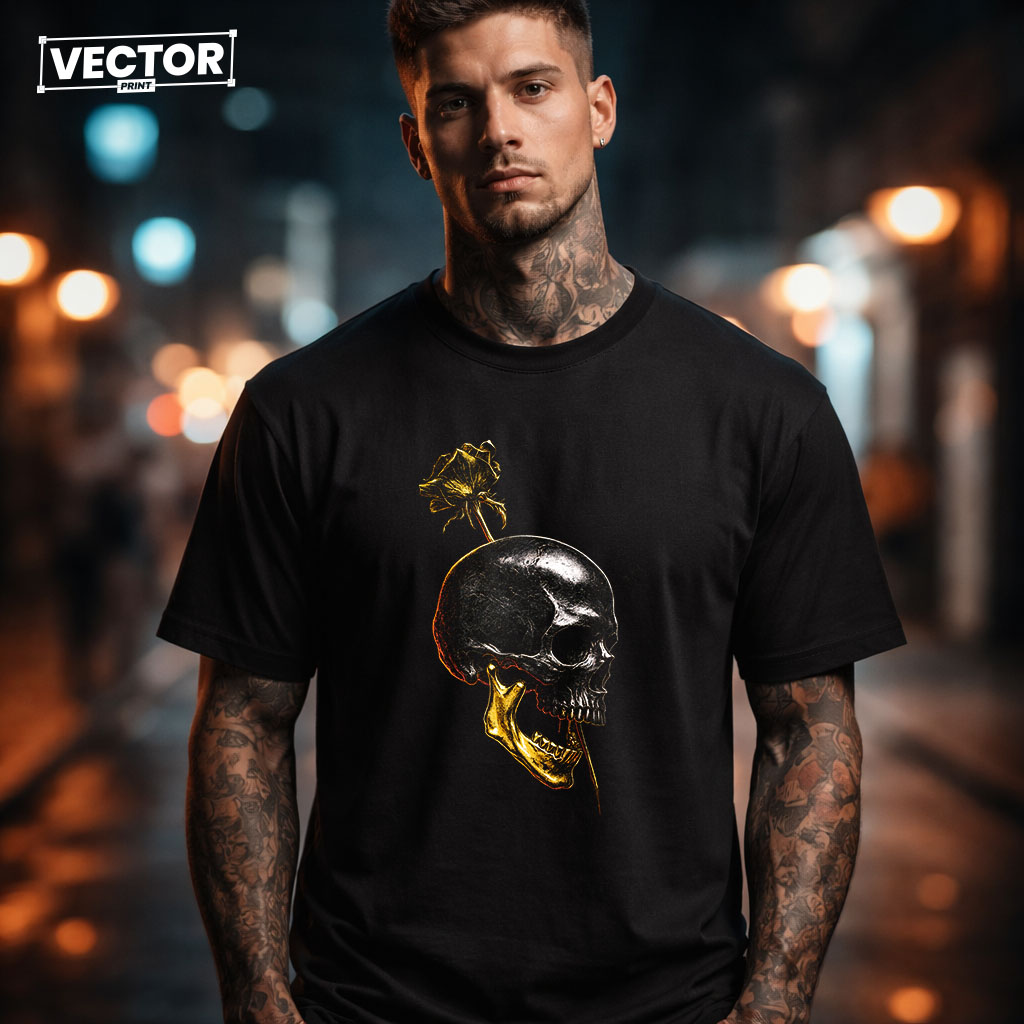 Чоловіча чорна футболка з принтом VECTOR_UNDERGROUND_0205