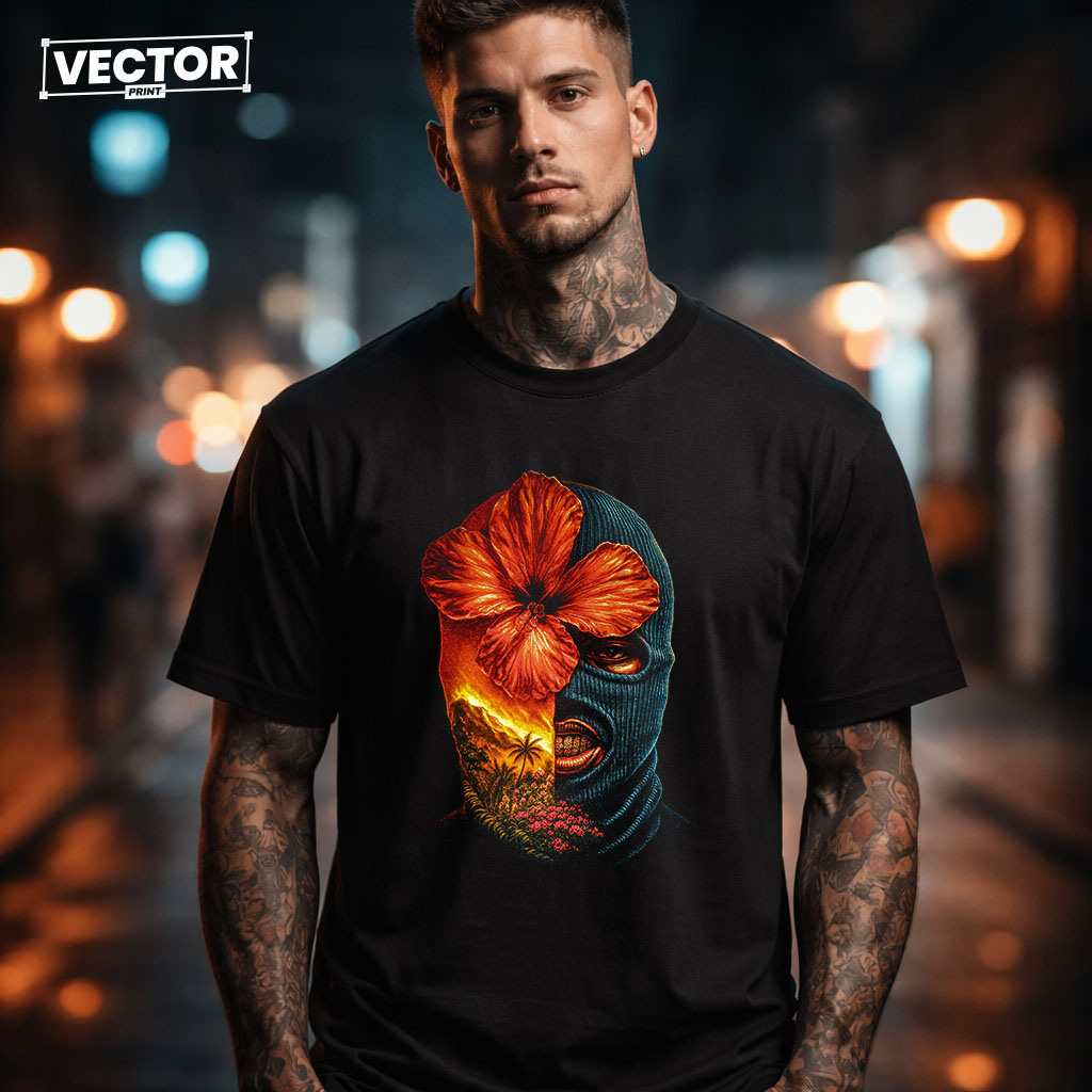 Чоловіча чорна футболка з принтом VECTOR_UNDERGROUND_0213