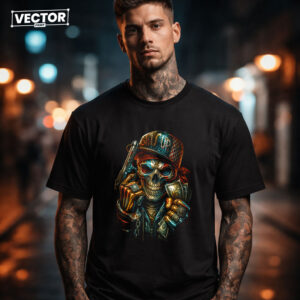 Чоловіча чорна футболка з принтом VECTOR_UNDERGROUND_0216