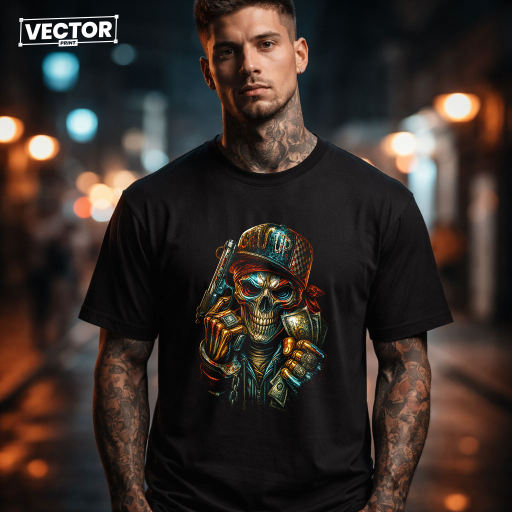 Чоловіча чорна футболка з принтом VECTOR_UNDERGROUND_0216
