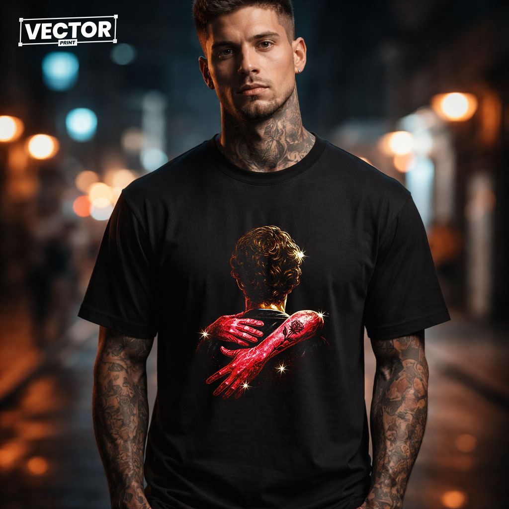 Чоловіча чорна футболка з принтом VECTOR_UNDERGROUND_0222
