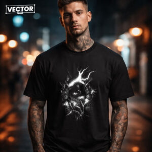 Чоловіча чорна футболка з принтом VECTOR_UNDERGROUND_0225
