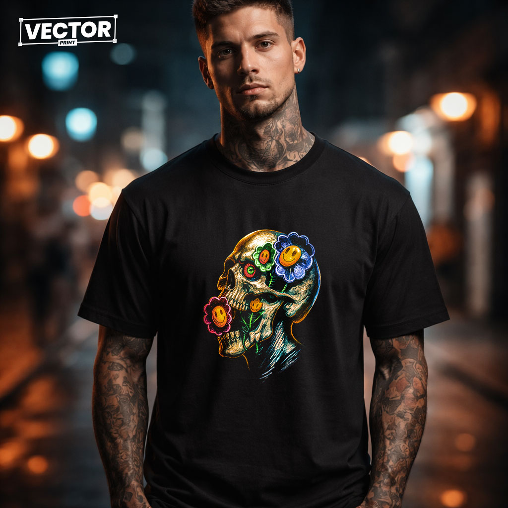 Чоловіча чорна футболка з принтом VECTOR_UNDERGROUND_0230